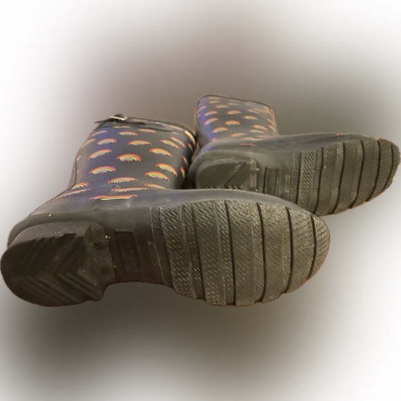 Tall Black & Rainbow Hunter Rain Boots Big Kid Size 4 - Picture 3 of 4